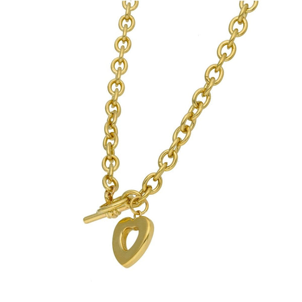9ct Yellow Gold Belcher Heart & T-Bar Chain -17"- 33.7g