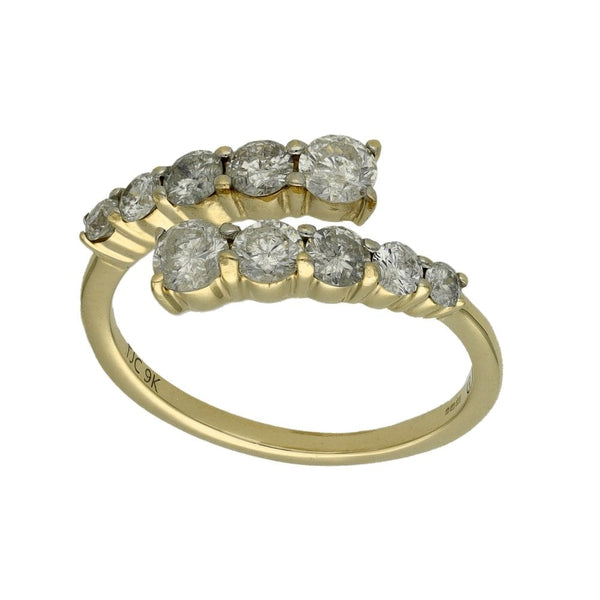 9ct Yellow Gold Diamond Set Open Twist Ring - Size M