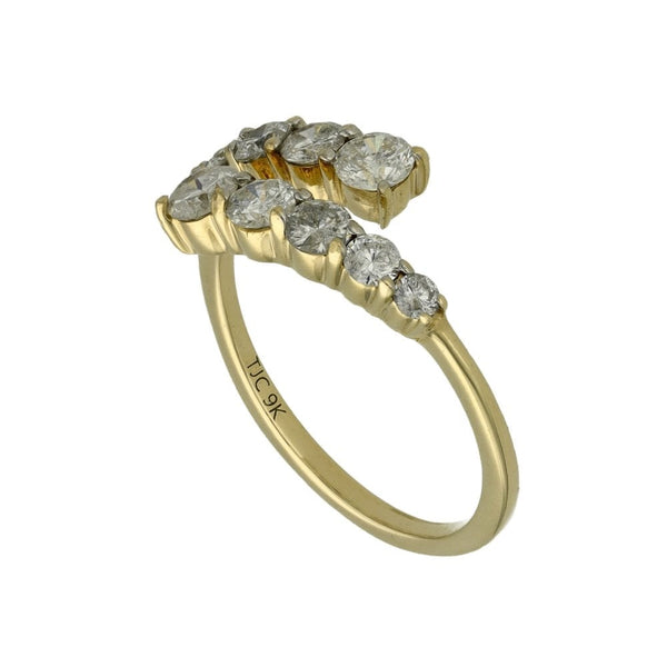 9ct Yellow Gold Diamond Set Open Twist Ring - Size M