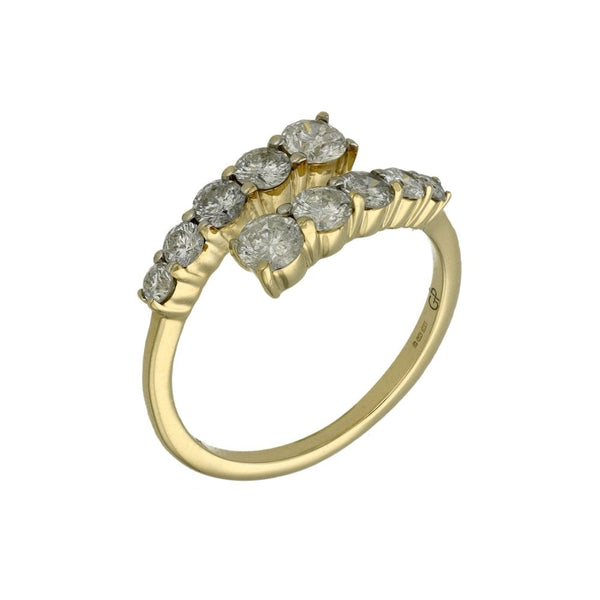 9ct Yellow Gold Diamond Set Open Twist Ring - Size M