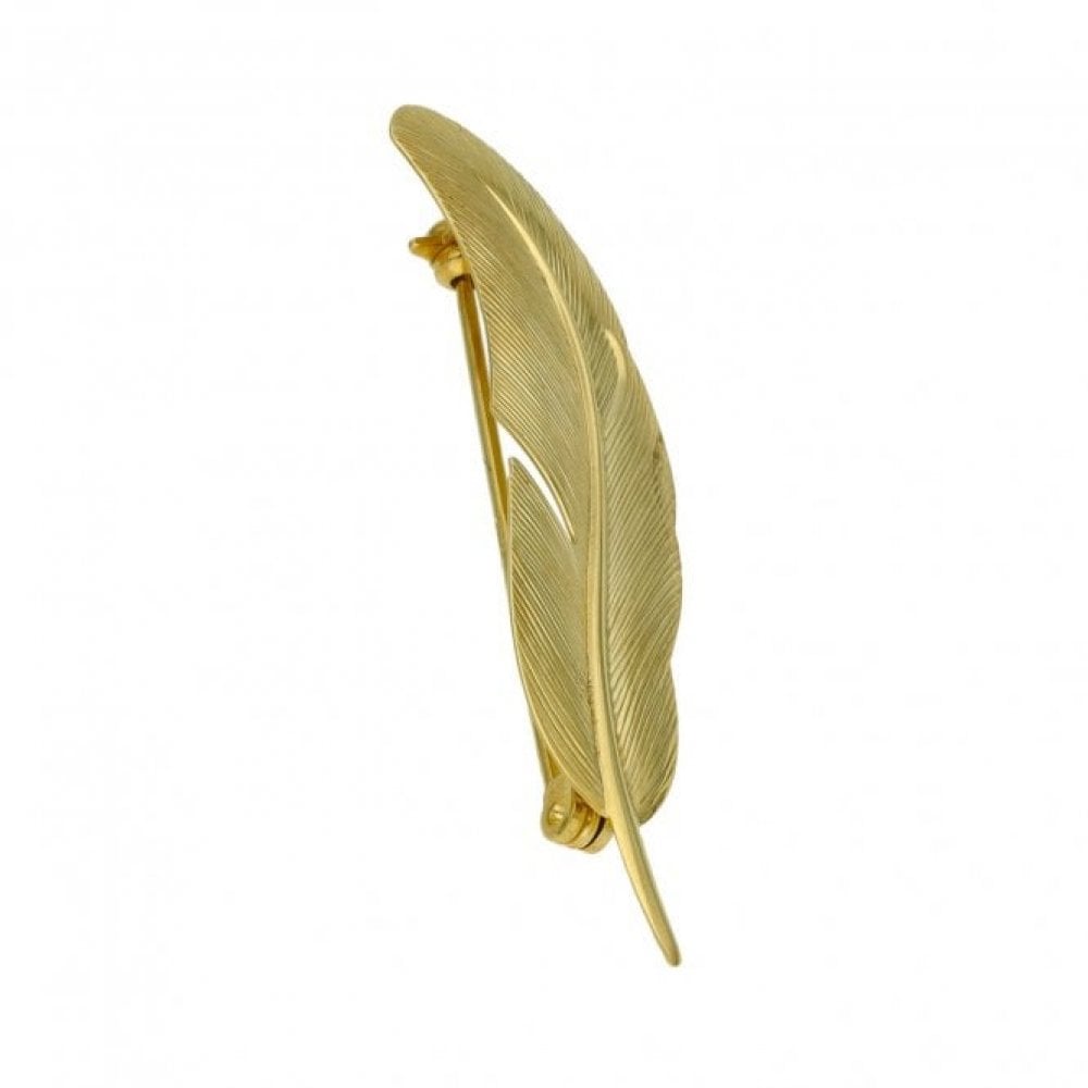 Ladies 9ct Yellow Gold Feather Brooch - 1.5g