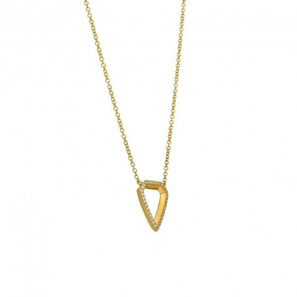 Ladies 9ct Yellow Gold Triangle Diamond Set Necklace - 18" - 16"