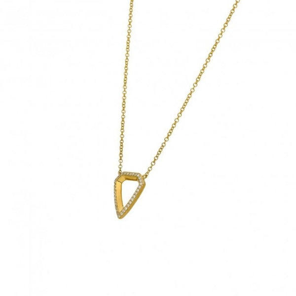 Ladies 9ct Yellow Gold Triangle Diamond Set Necklace - 18" - 16"