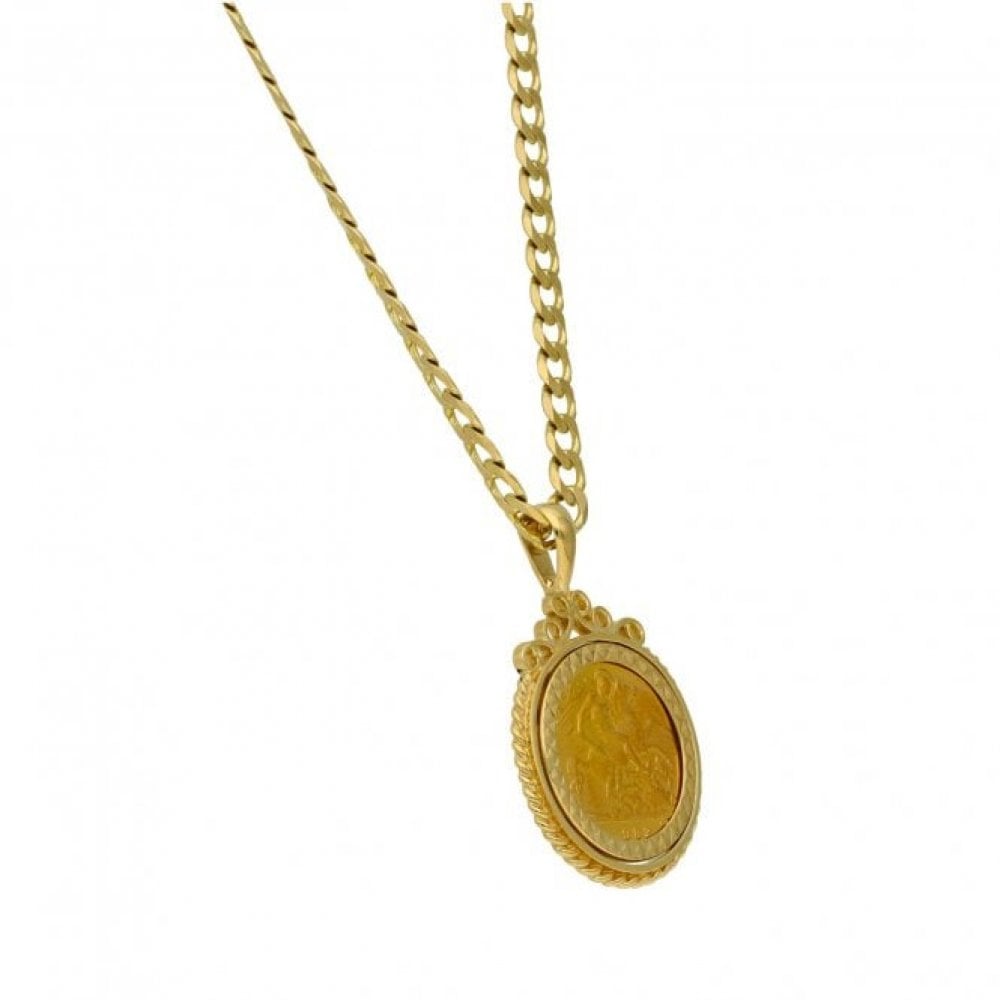 1982 Yellow Gold Half Sovereign Coin Pendant & 18" Chain - 17g
