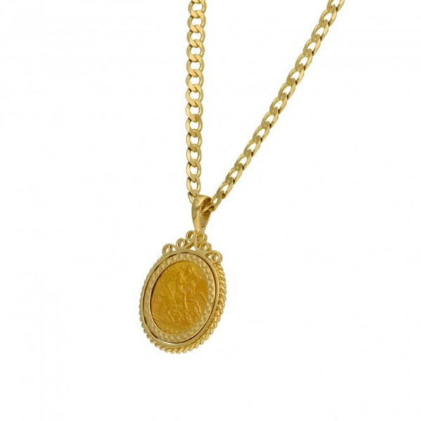 1982 Yellow Gold Half Sovereign Coin Pendant & 18" Chain - 17g