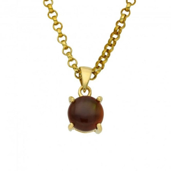9ct Yellow Gold Ethiopian Opal Pendant & Chain - 7.7g
