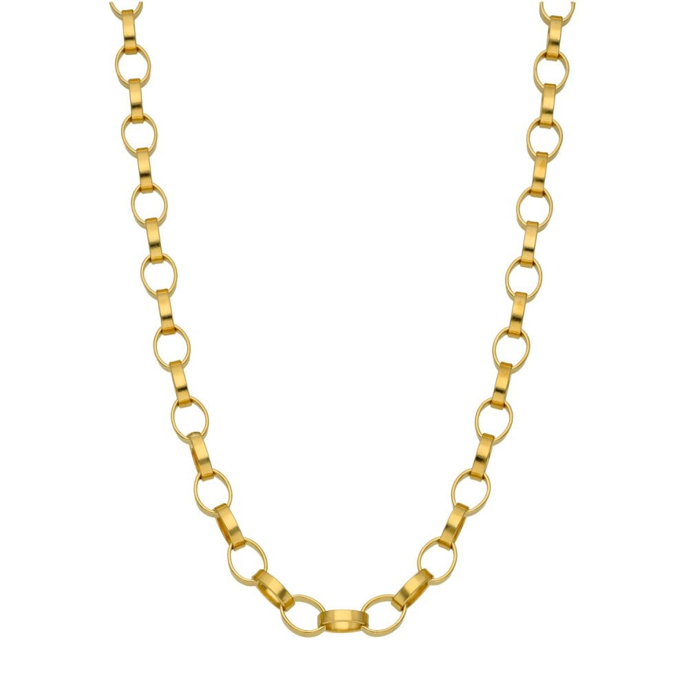 9ct Yellow Gold Oval Belcher Chain - 24" - 19.2g