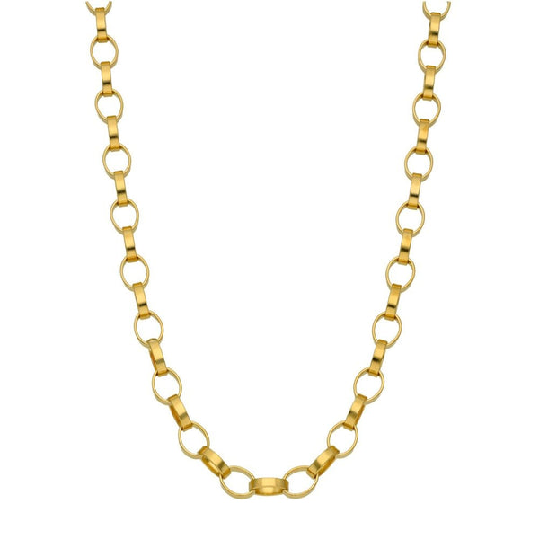 9ct Yellow Gold Oval Belcher Chain - 24" - 19.2g