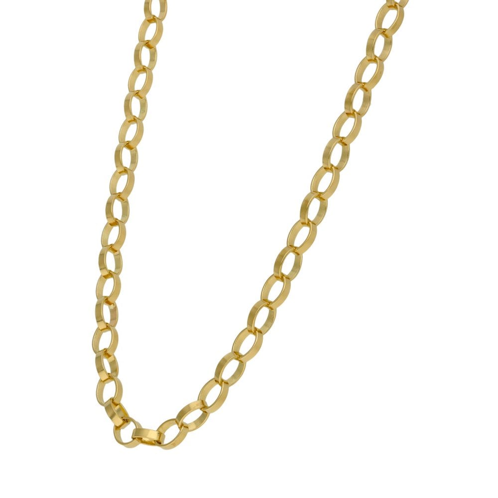 9ct Yellow Gold Oval Belcher Chain - 24" - 19.2g