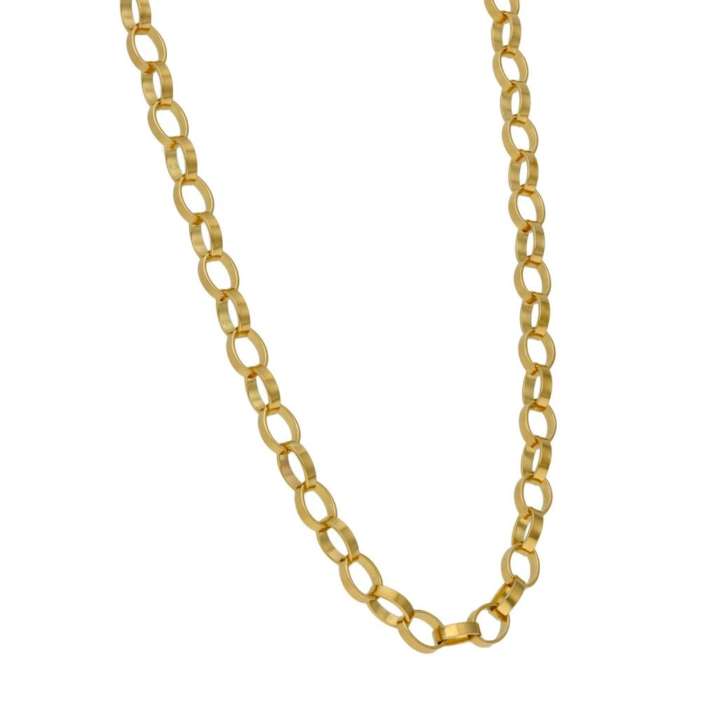 9ct Yellow Gold Oval Belcher Chain - 24" - 19.2g