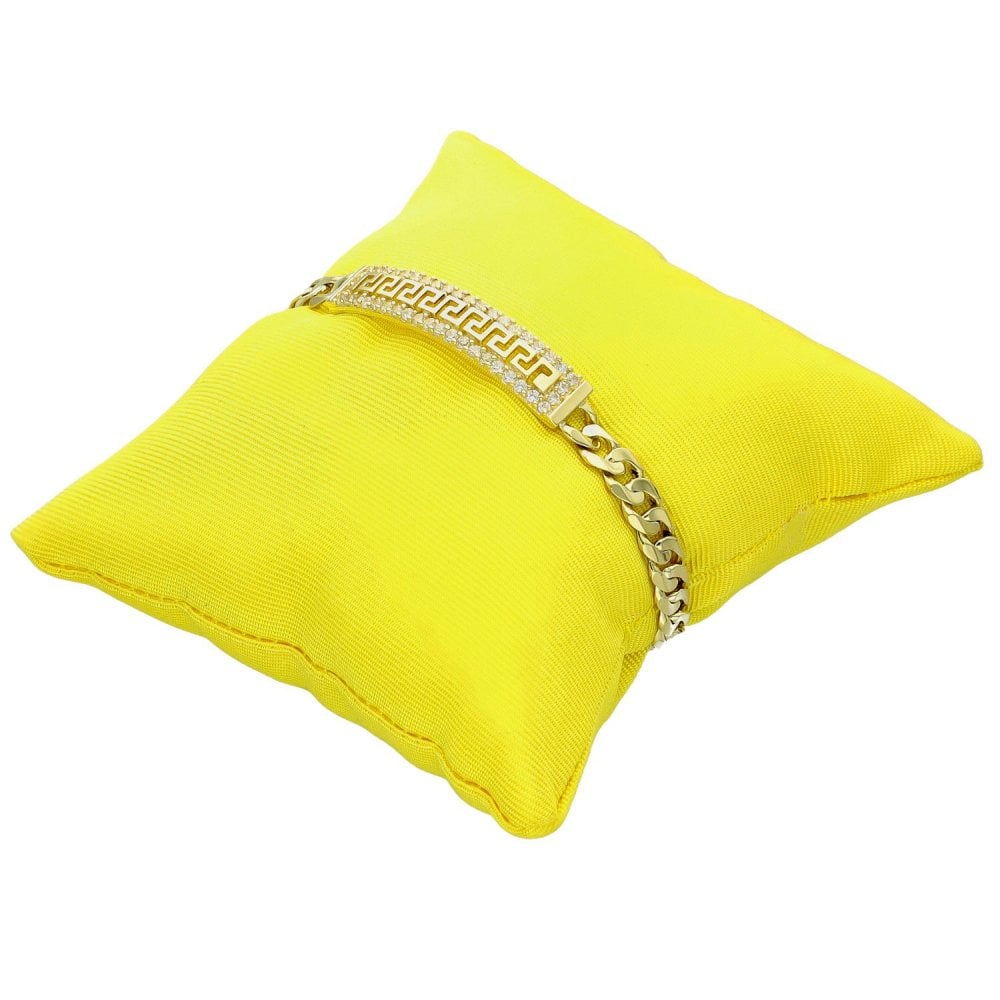 Ladies 9ct Yellow Gold Cubic Zirconia Set Curb Bracelet