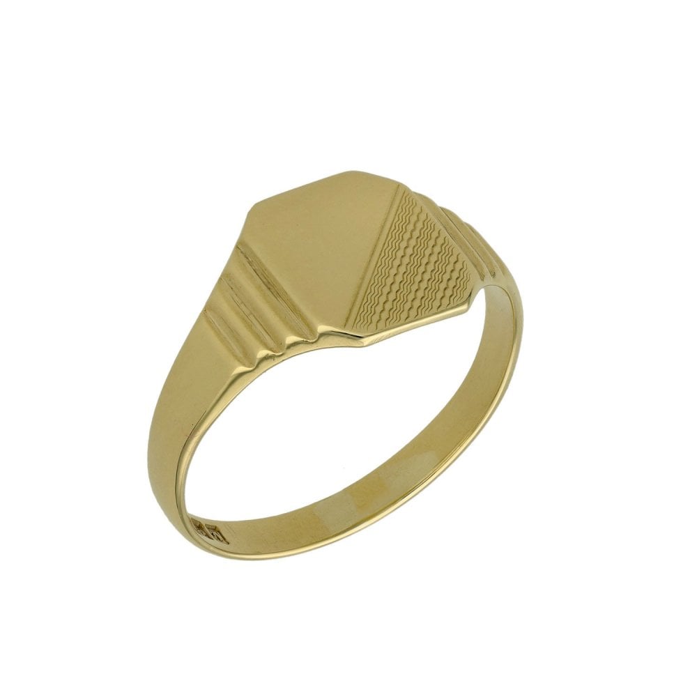 9ct Yellow Gold Retro Gents Signet Ring - 3.0g - Size U