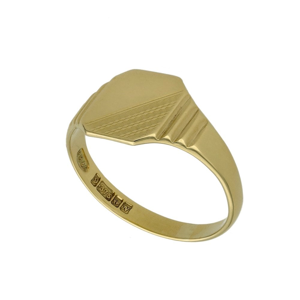 9ct Yellow Gold Retro Gents Signet Ring - 3.0g - Size U