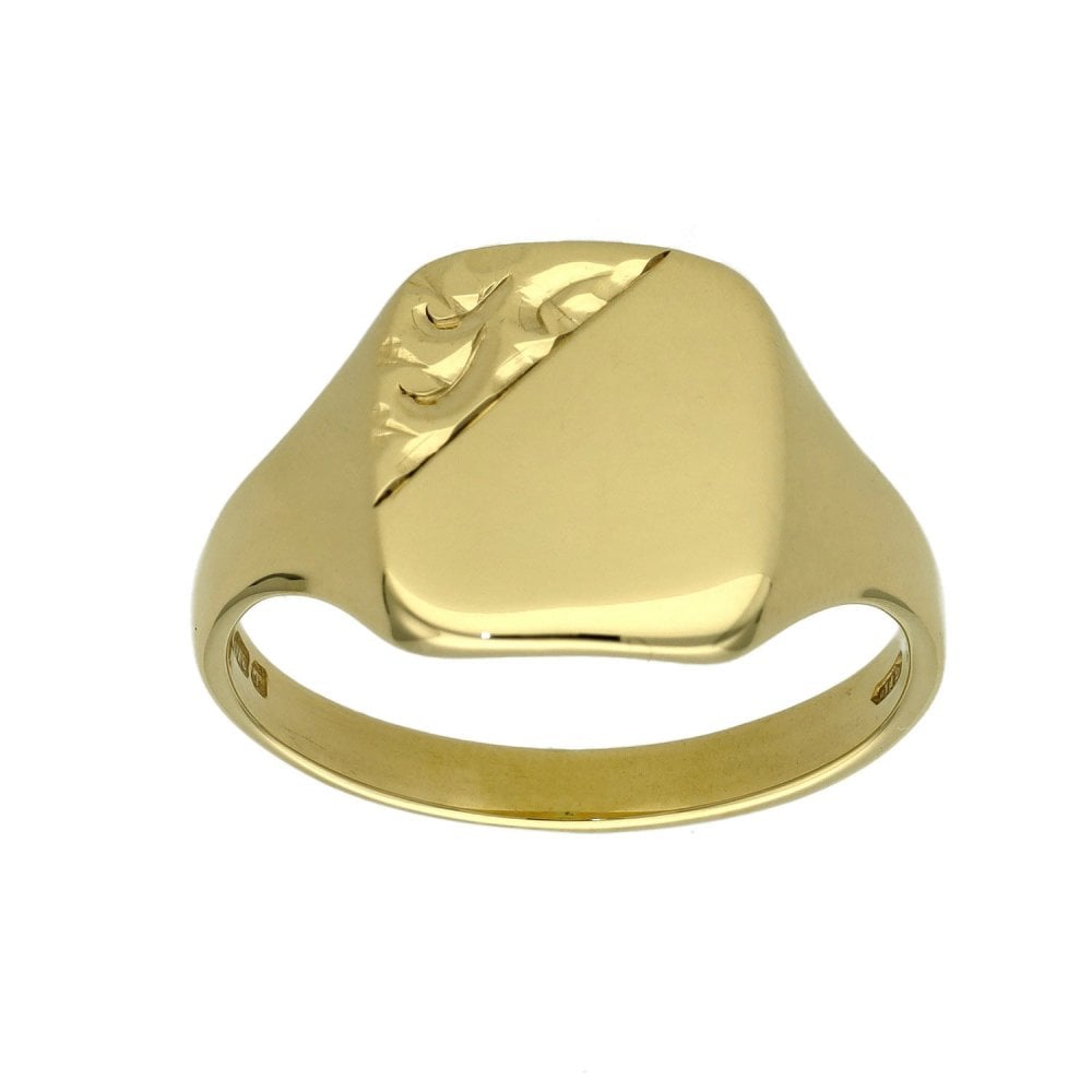 9ct Yellow Gold Signet Ring - Size T - 4.9g