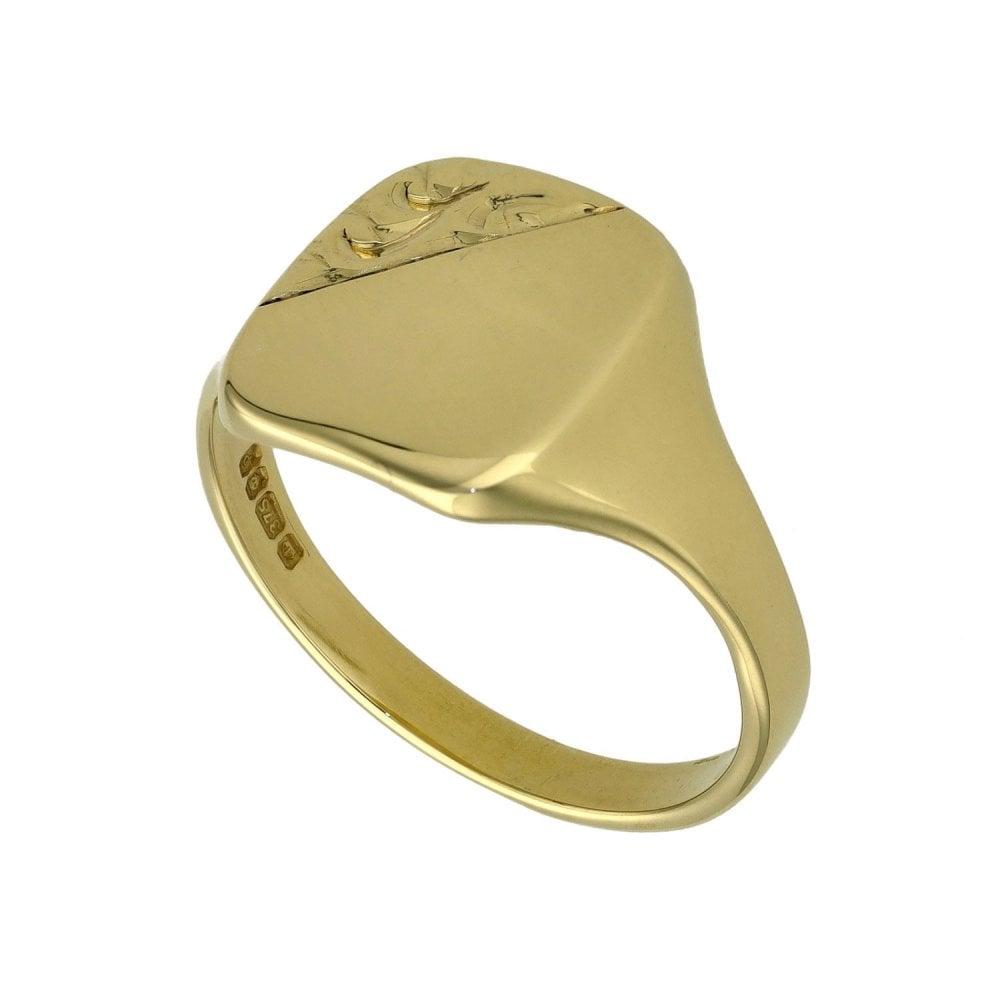 9ct Yellow Gold Signet Ring - Size T - 4.9g