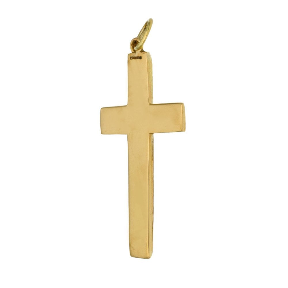 9ct Yellow Gold Bark Effect Cross - 6.5g