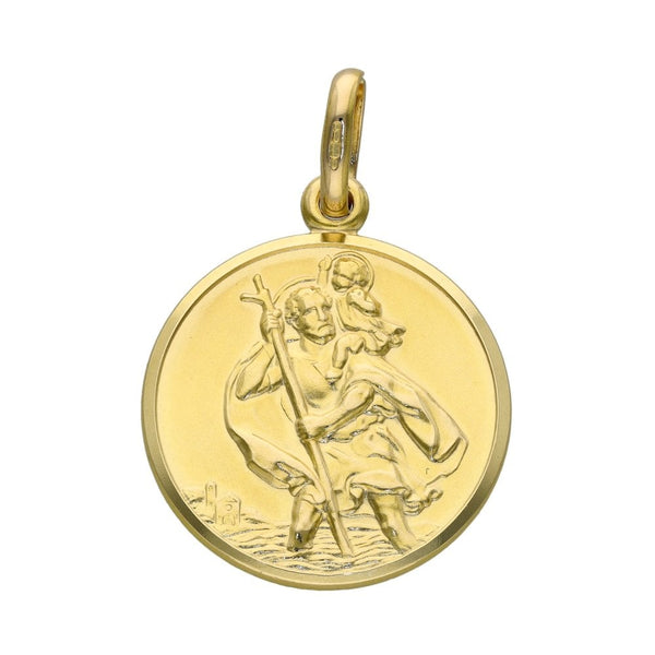 9ct Yellow Gold Round St. Christopher Pendant - 5.4g