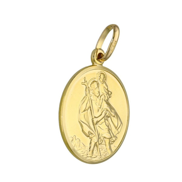 9ct Yellow Gold Round St. Christopher Pendant - 5.4g