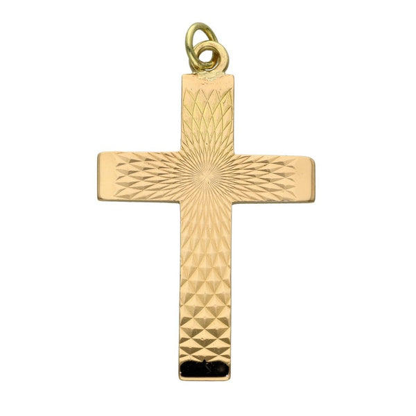 9ct Rose Gold Diamond Cut Cross Pendant - 5.2g
