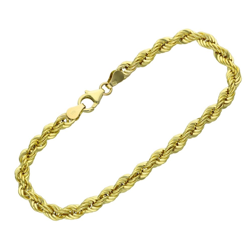 9ct Yellow Gold Hollow Rope Bracelet - 4.2g - 7.5"