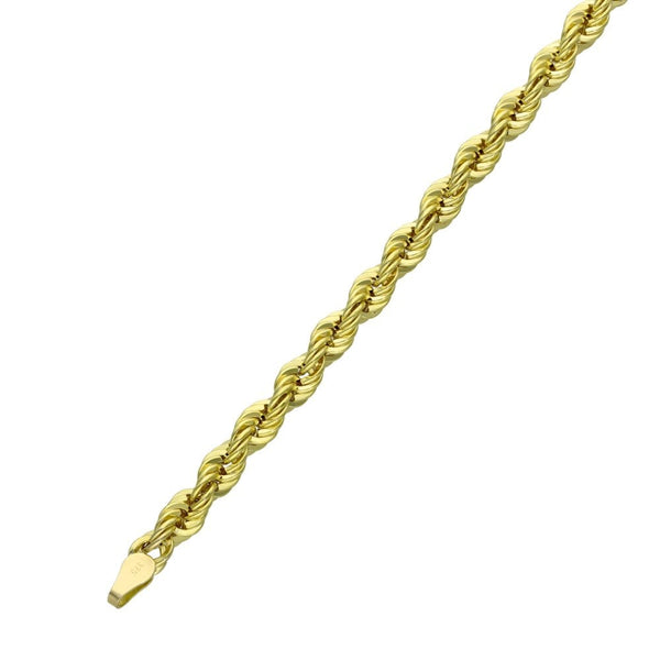 9ct Yellow Gold Hollow Rope Bracelet - 4.2g - 7.5"