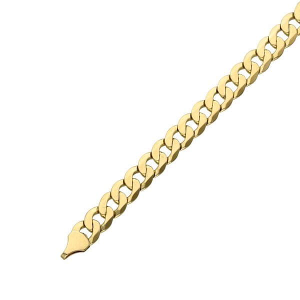 9ct Yellow Gold D-Cut Curb Bracelet - 13.4g - 8.5"