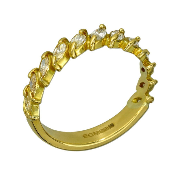 Ladies 18ct Yellow Gold Marquise Diamond Eternity Ring - 0.65ct