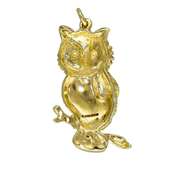 9ct Yellow Gold Owl Pendant - 3.6g