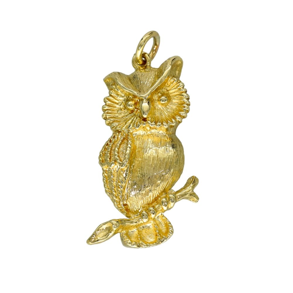 9ct Yellow Gold Owl Pendant - 3.6g