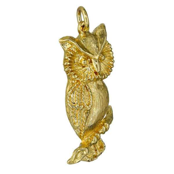 9ct Yellow Gold Owl Pendant - 3.6g