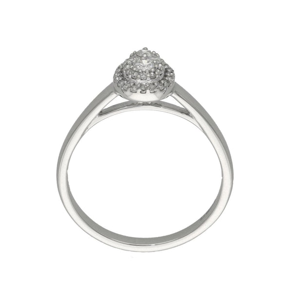 Ladies 9ct White Gold Diamond Cluster Ring - Size R