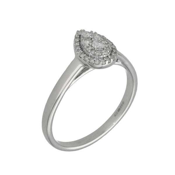 Ladies 9ct White Gold Diamond Cluster Ring - Size R