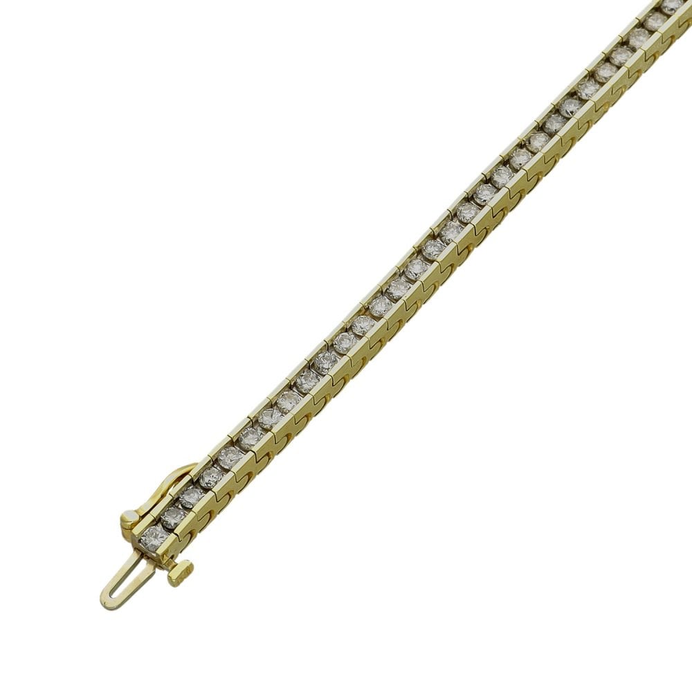 9ct Yellow Gold Diamond Set Bracelet - 7" - 3.15ct