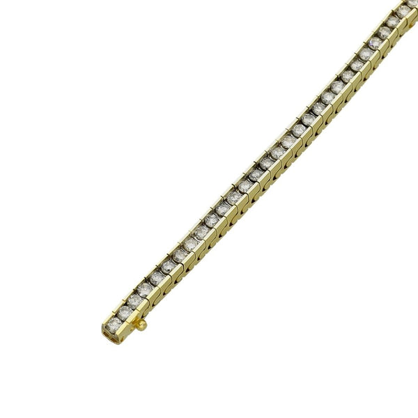 9ct Yellow Gold Diamond Set Bracelet - 7" - 3.15ct