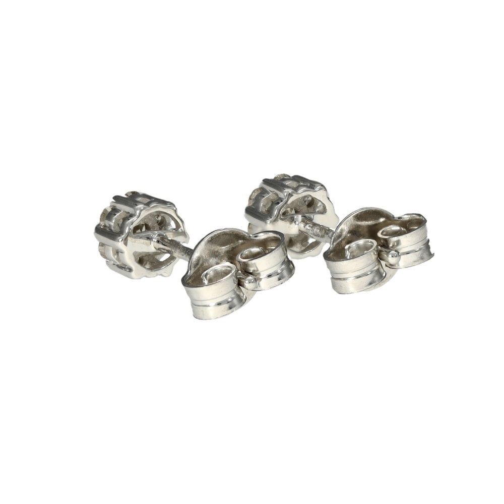 Ladies 9ct White Gold Diamond Cluster Stud Earrings - 0.24ct