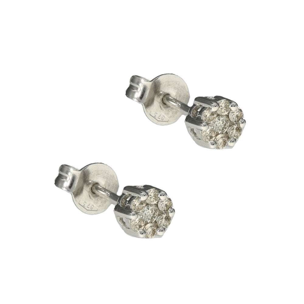 Ladies 9ct White Gold Diamond Cluster Stud Earrings - 0.24ct