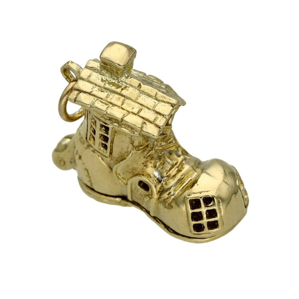 Ladies 9ct Yellow Gold Boot House Charm - 6.7g