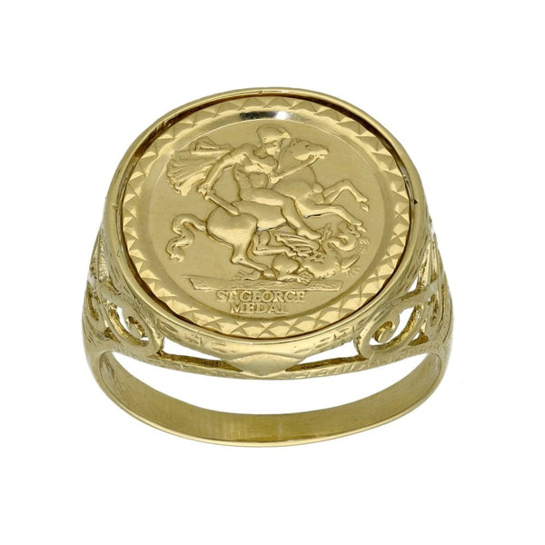 Gents 9ct Yellow Gold St. George Ring - Size W