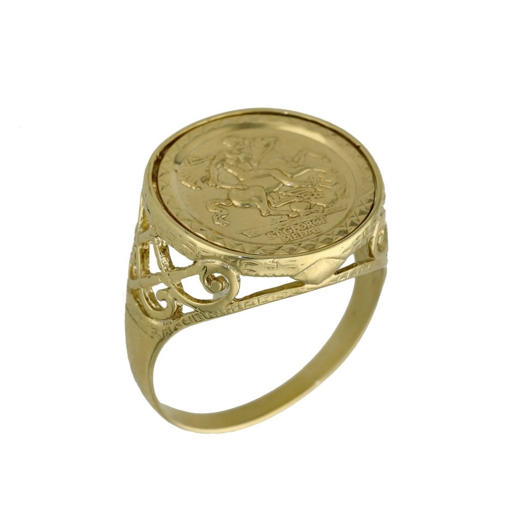 Gents 9ct Yellow Gold St. George Ring - Size W