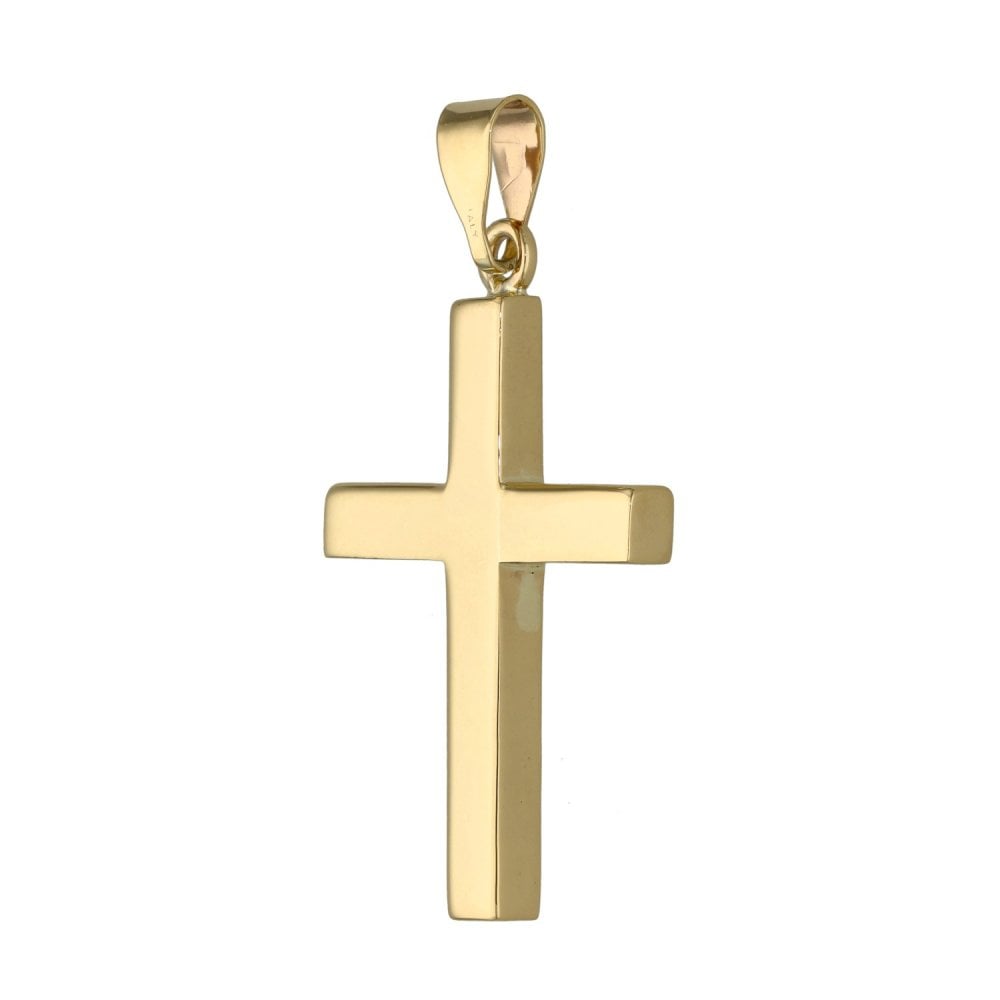Gents 9ct Yellow Gold Block Cross Pendant - 6.6g