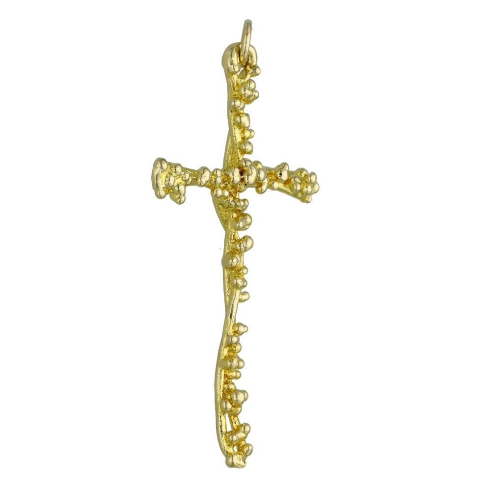 Gents 9ct Yellow Gold Branch-Style Cross Pendant - 4.8g