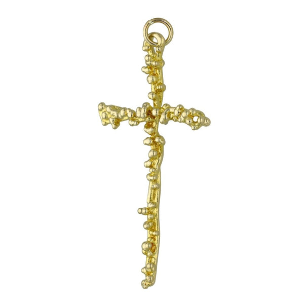Gents 9ct Yellow Gold Branch-Style Cross Pendant - 4.8g