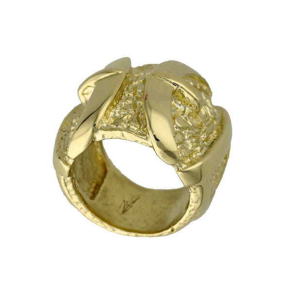 9ct Yellow Gold Heavy Pattern Buckle Ring - Size Y