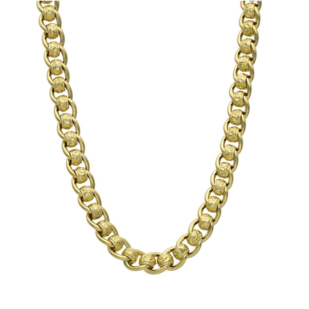 9ct Yellow Gold Rollerball Chain - 22" - 65.5g