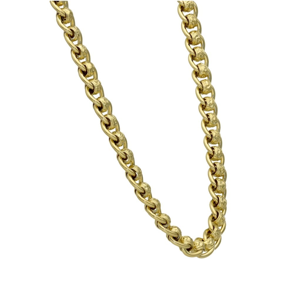 9ct Yellow Gold Rollerball Chain - 22" - 65.5g