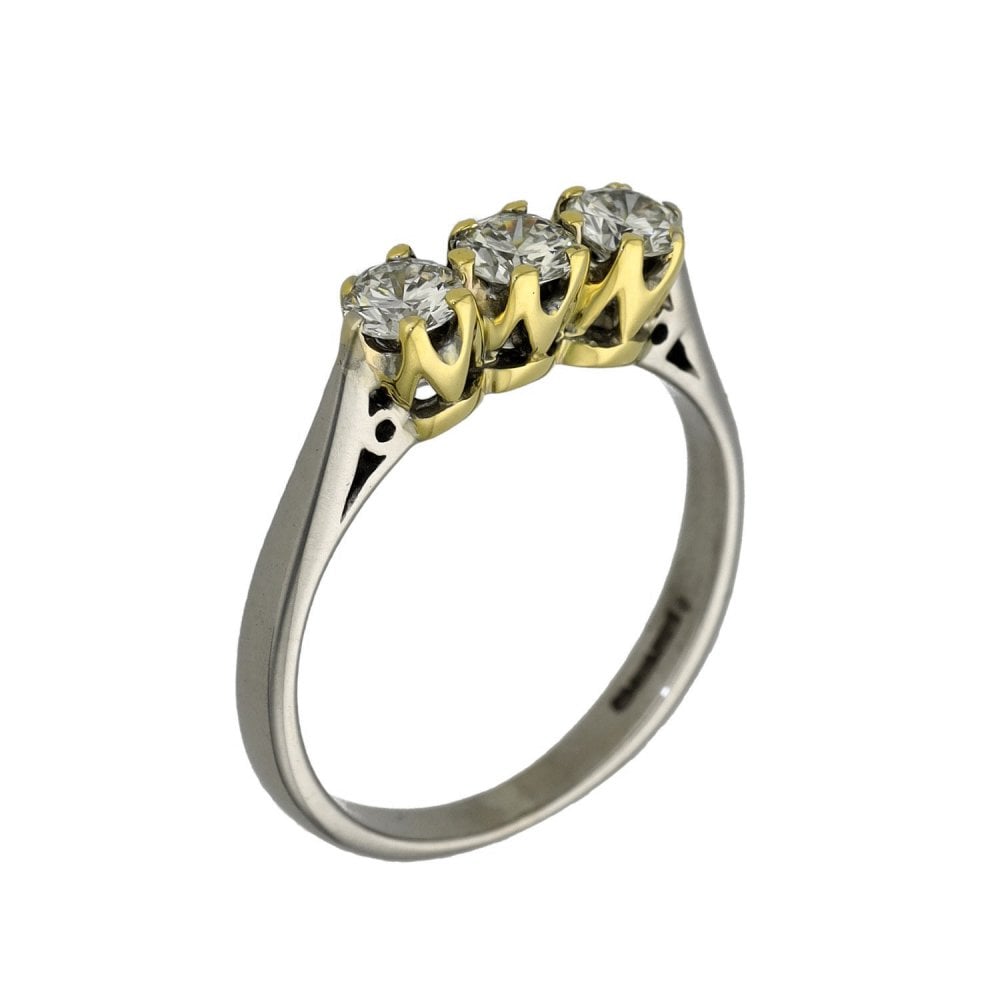 Ladies 18ct White Gold Diamond Trilogy Ring - 0.50ct