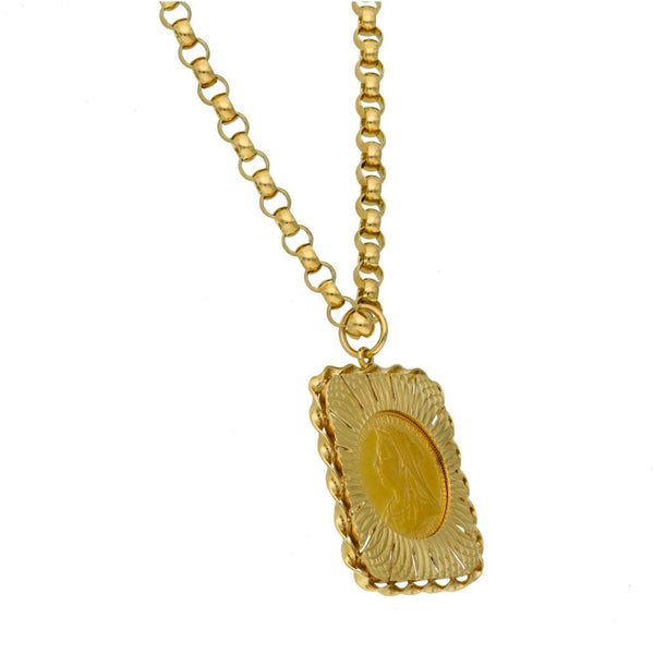 1893 Yellow Gold Full Sovereign Coin Pendant & Chain - 46.9g