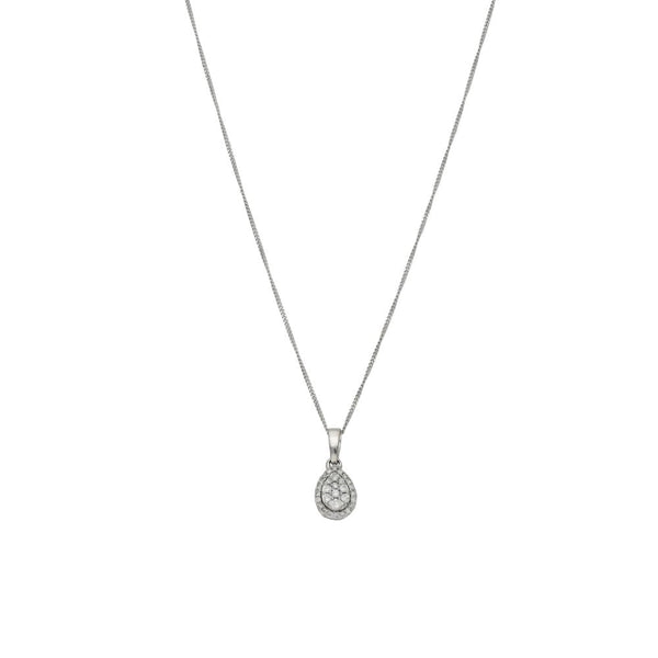 Ladies 18ct White Gold Diamond Cluster Necklace & Pendant