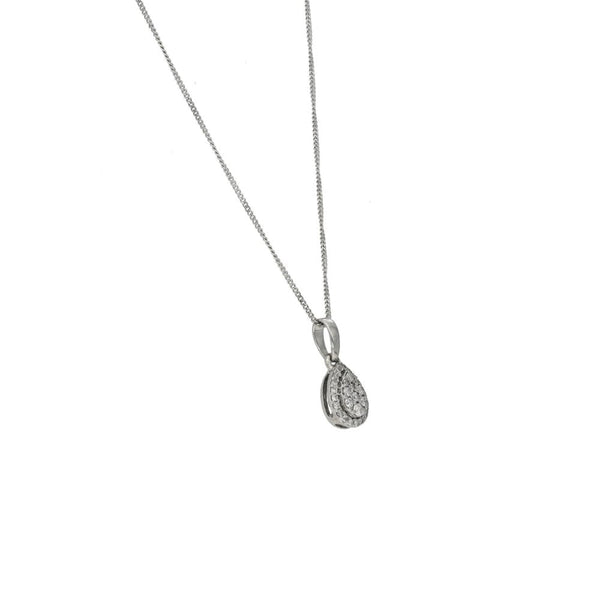 Ladies 18ct White Gold Diamond Cluster Necklace & Pendant