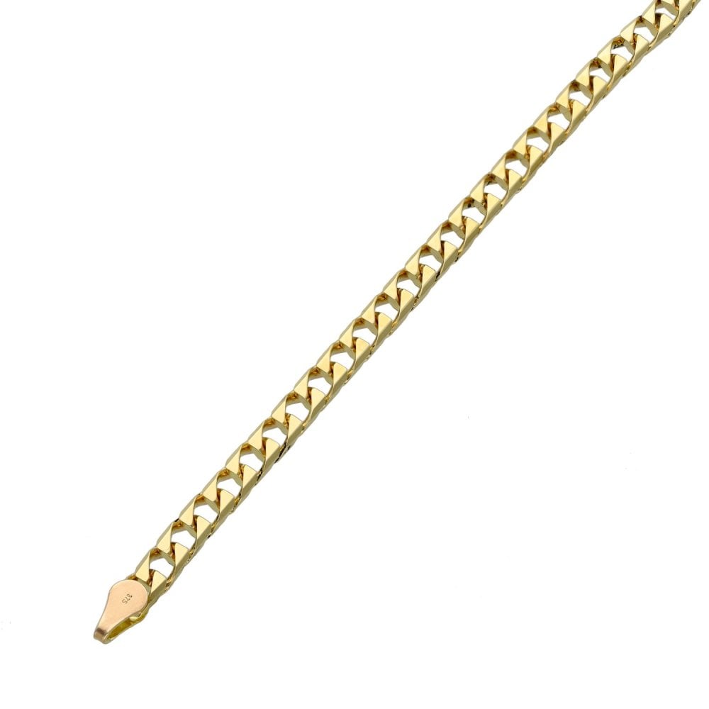 Ladies 9ct Yellow Gold Curb Bracelet - 7" - 7.4g